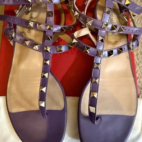Women's Purple Valentino Caged Rockstud Sandals - Picture 4 of 4